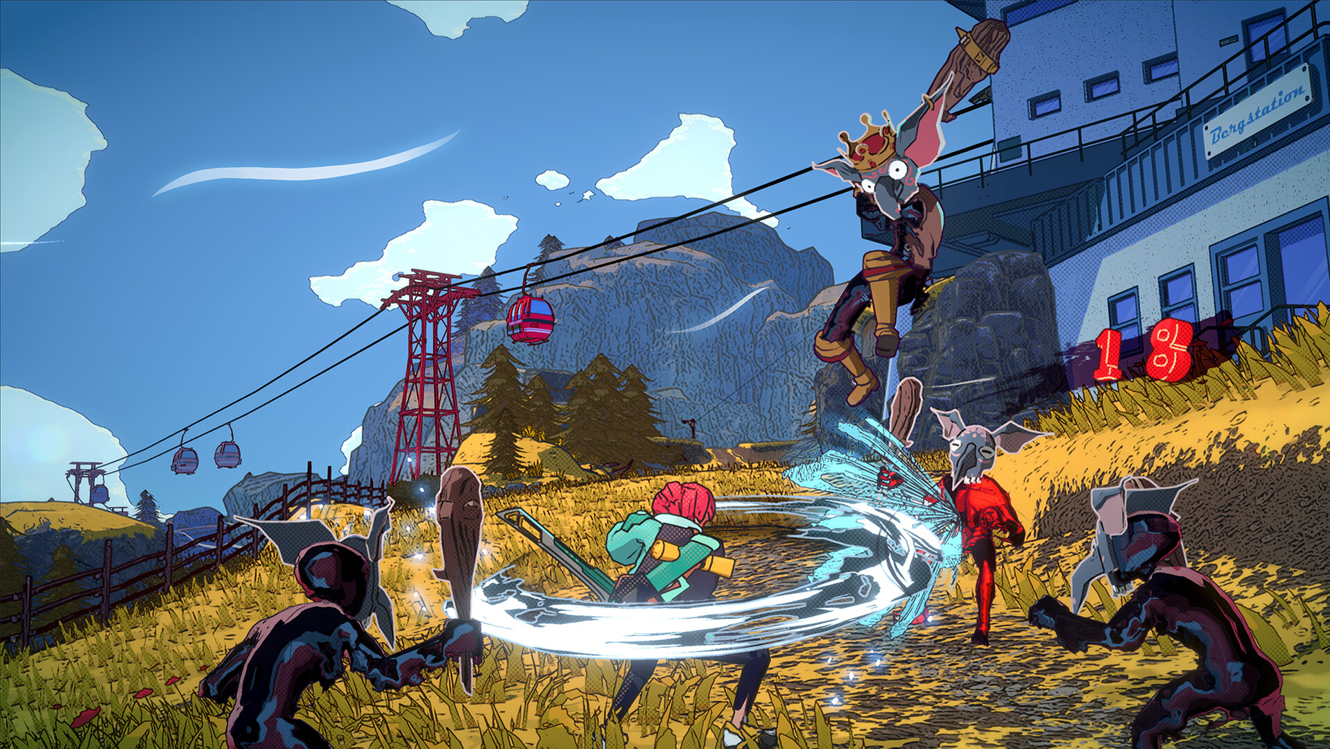 The main character fights goblins in Dungeons of Hinterberg.